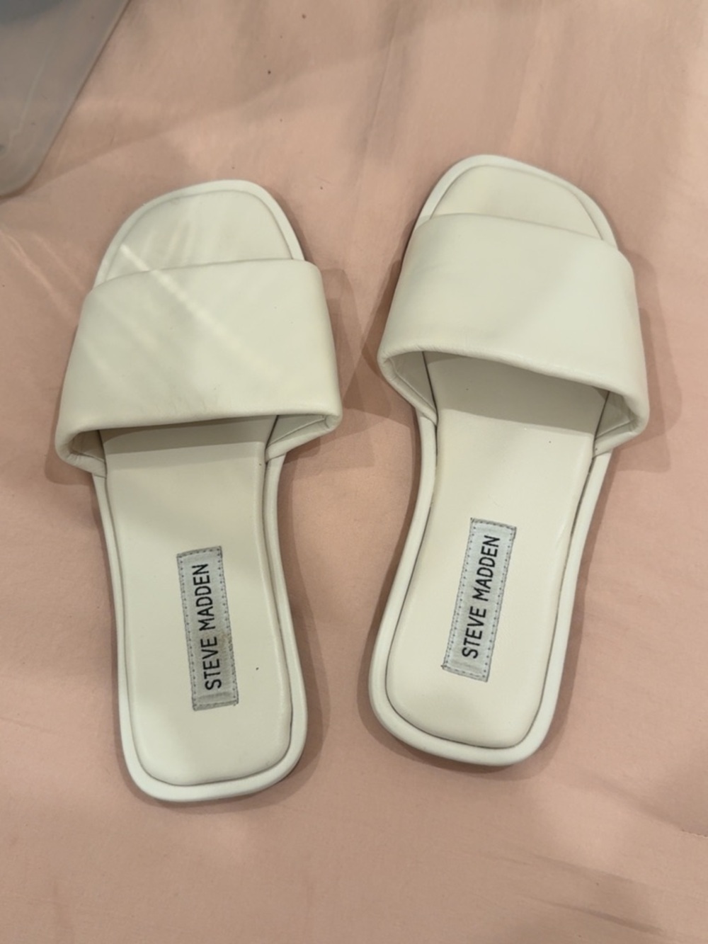 Steve Madden Cream Slide Sandals
